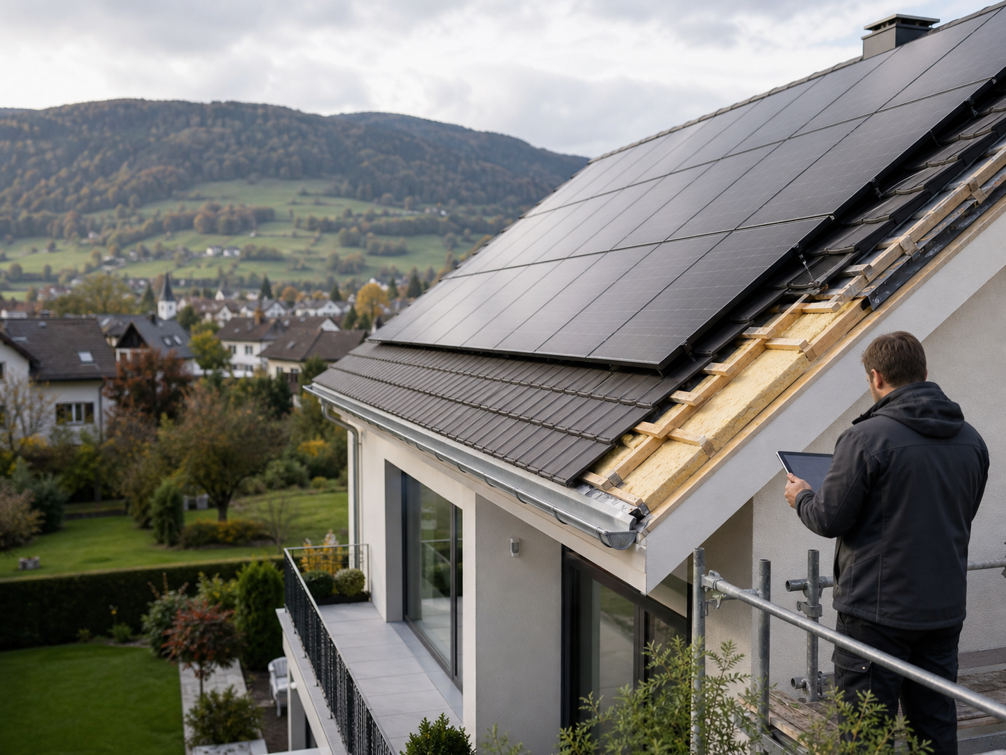 Solaranlage und Dachsanierung an einem Schweizer Einfamilienhaus